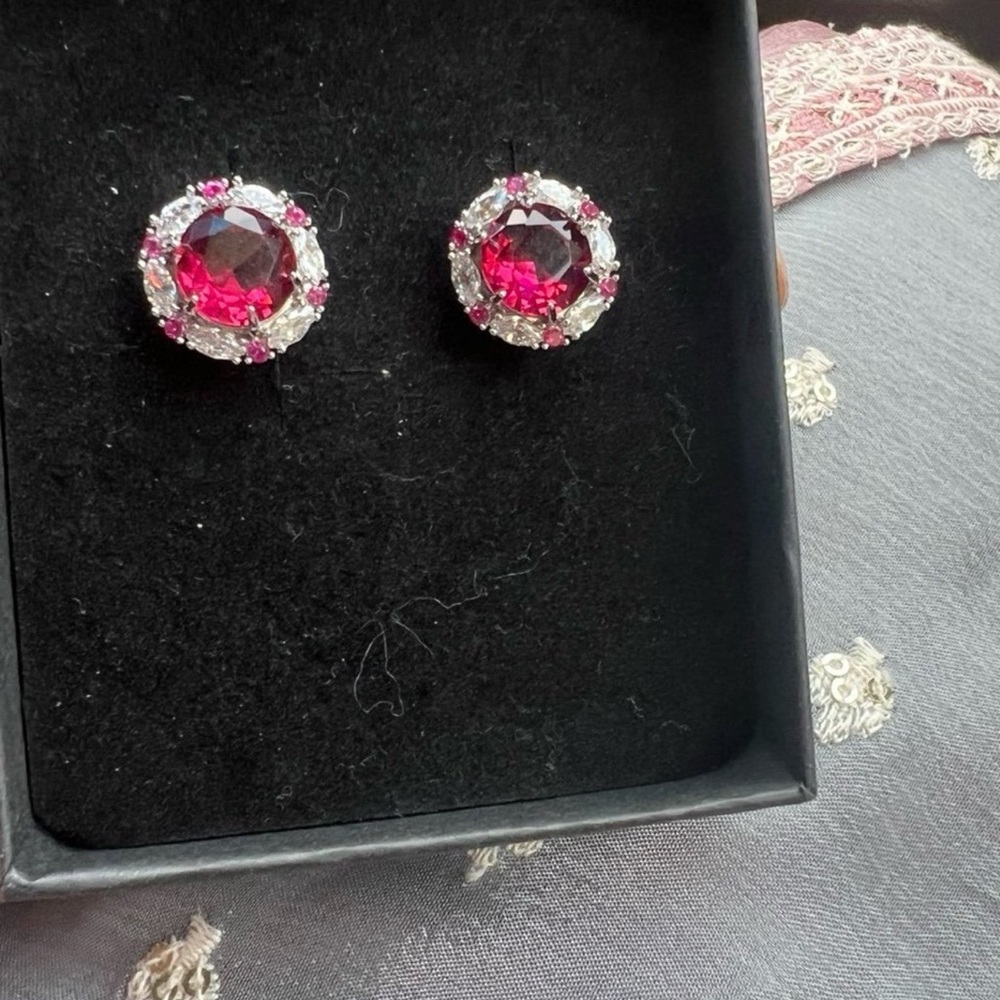 3.7ct Ruby Shaded Swarovski Elements Stud Silver … - image 8